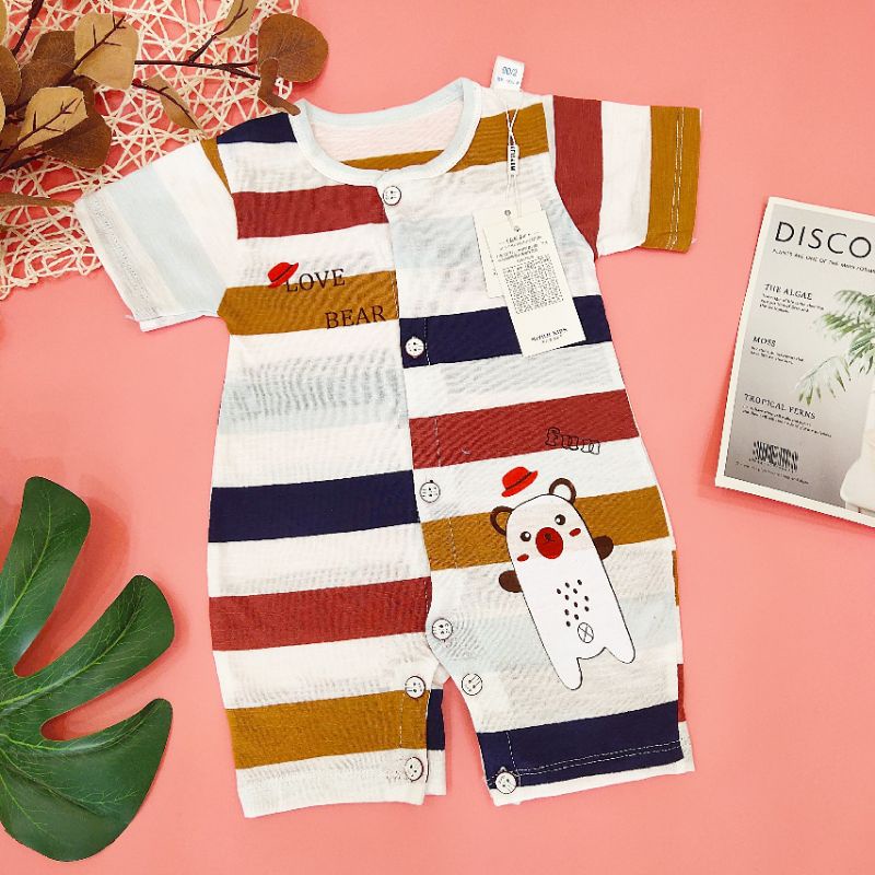 Body Cộc Cotton Kẻ Cho Bé 3-9KG