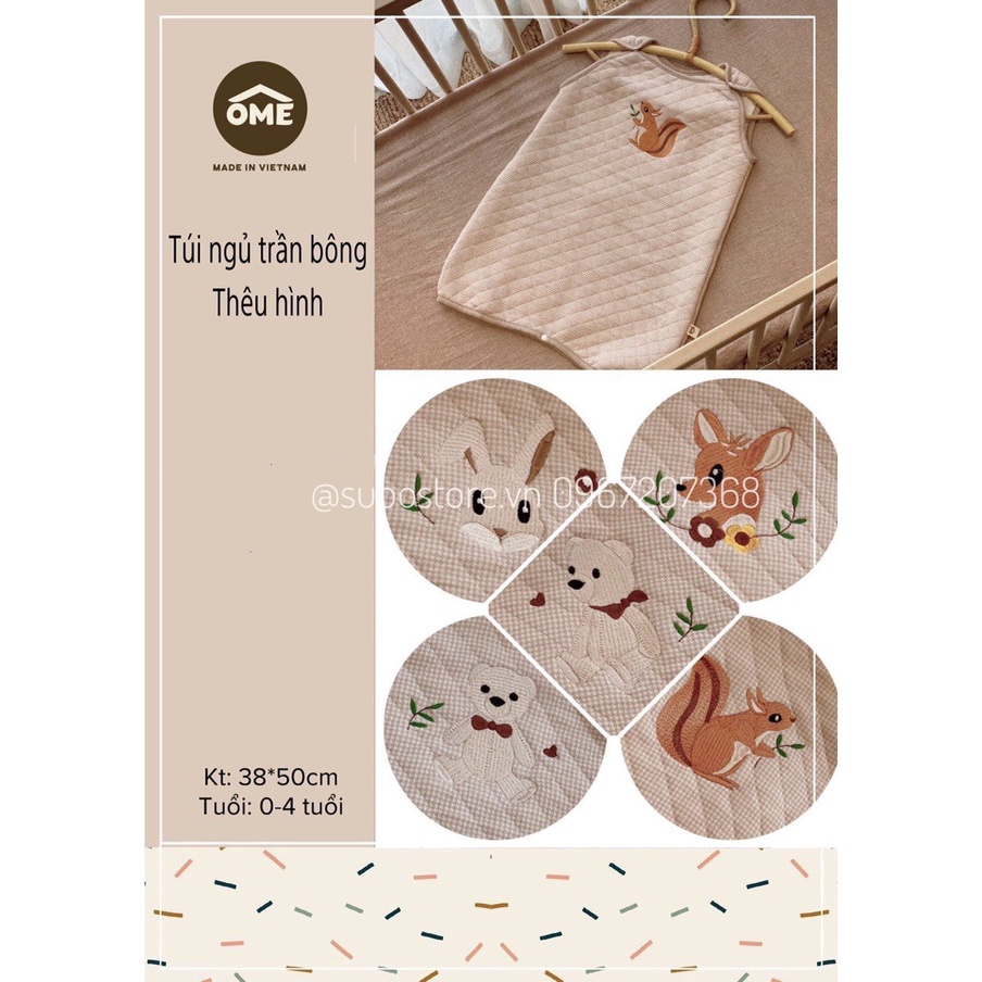 Túi ngủ cao cấp trần bông ấm áp cho bé từ 0 tới 3 tuổi
