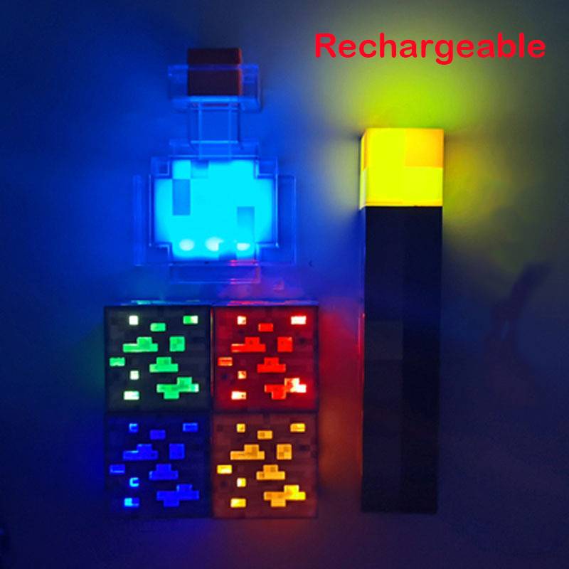 Đèn LED Sạc Pin Kiểu Dáng Minecraft Dùng Trang Trí Nhà