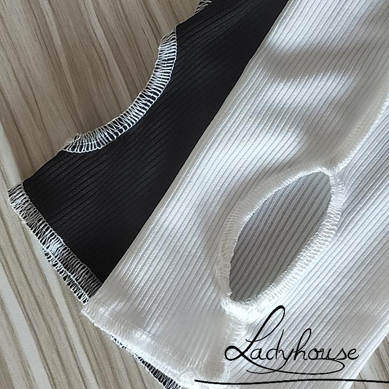 Áo Thun Croptop Tay Dài Cổ Tròn Vạt Lệch Thời Trang Dành Cho Nữ