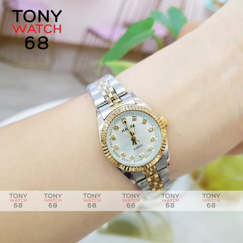 Đồng hồ cặp đôi nam nữ Halei dây kim loại mặt đen sang trọng Tony Watch 68 | BigBuy360 - bigbuy360.vn