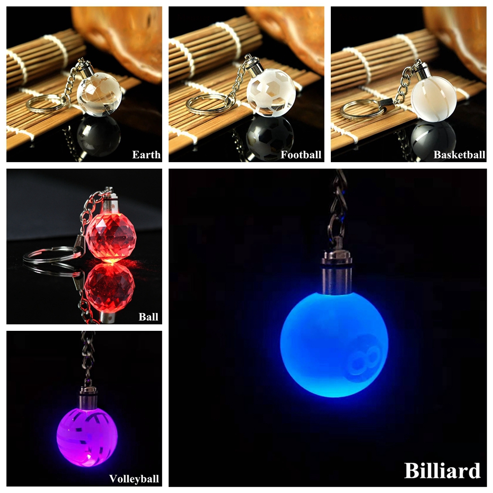 Móc Khóa Hình Quả Bóng Có Đèn LED Phát Sáng Bằng Kính