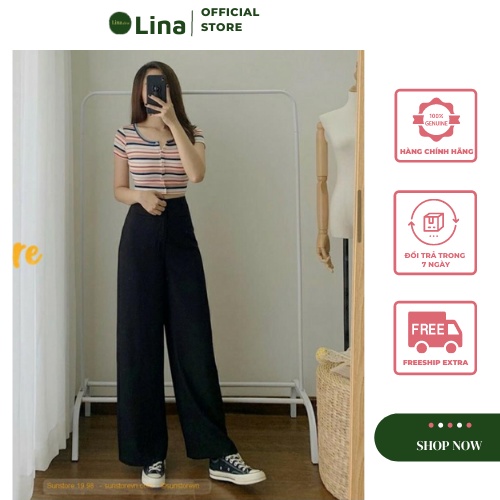 Quần Ống Suông Rộng Cullotes Nữ Lưng Cao Chất Đẹp LINASTORE 002 | BigBuy360 - bigbuy360.vn