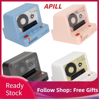 Apill Cassette Player Tape Retro Bluetooth Speaker Auto Rotate Black Disk Portable Supports Memory Card for Travel