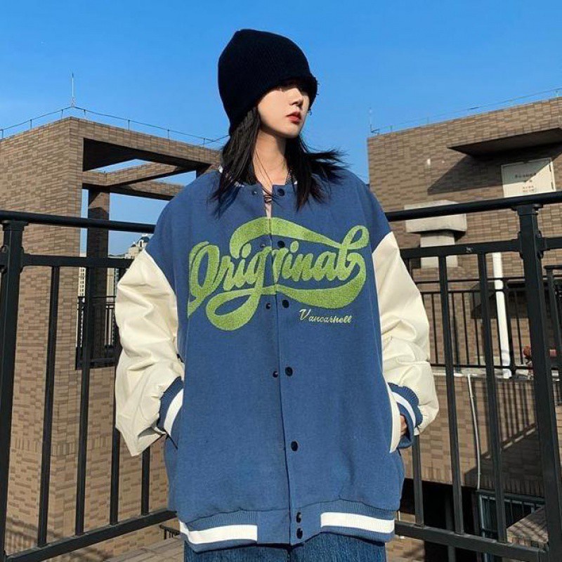 Áo Khoác Bóng Chày Dáng Rộng Phong Cách Hàn Quốc Thời Trang Cho Nam Nữ