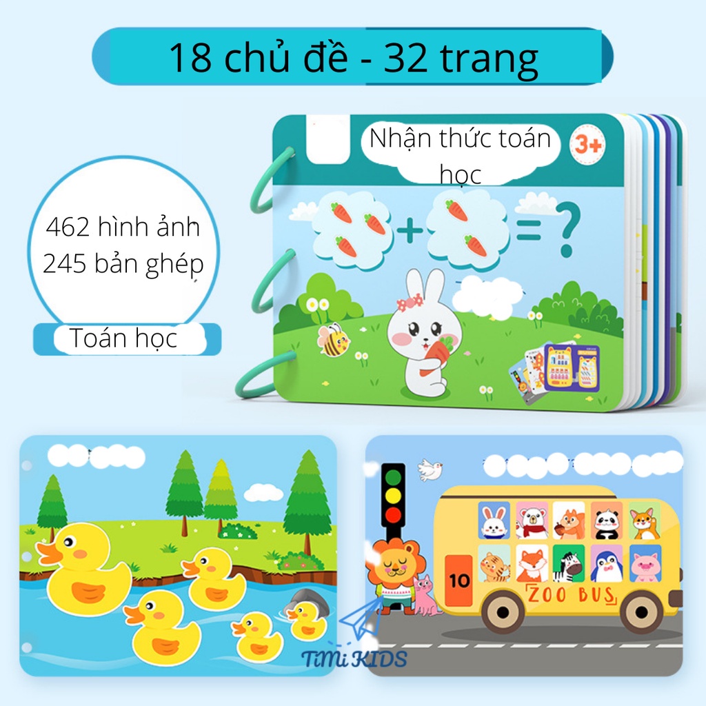 Học liệu bóc dán thông minh cho bé 17 chủ đề Hapi Toys - Đồ chơi giáo dục Montessori LOẠI 1 cho bé tư duy phát triển
