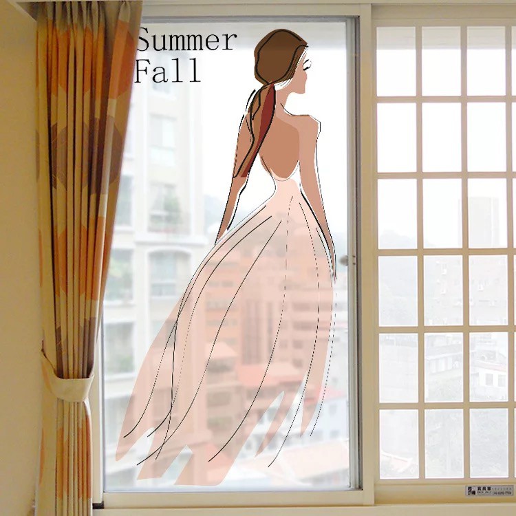 Decal trang trí kính cao cấp mẫu Phía sau Cô Gái (60cm x 116cm)