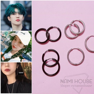 Bông tai khoen tròn hàng dày loại size cỡ lớn style idol kpop hàn quốc phụ kiện trang sức unisex - nami house