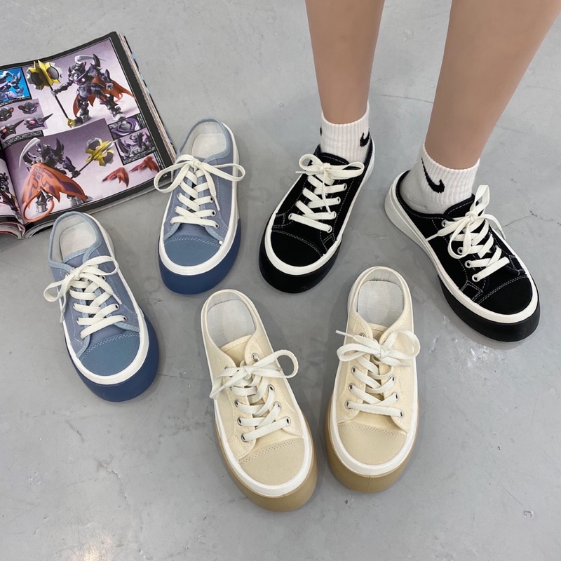 Giày thể thao học sinh giày sneaker nữ 3 màu đen sữa xanh