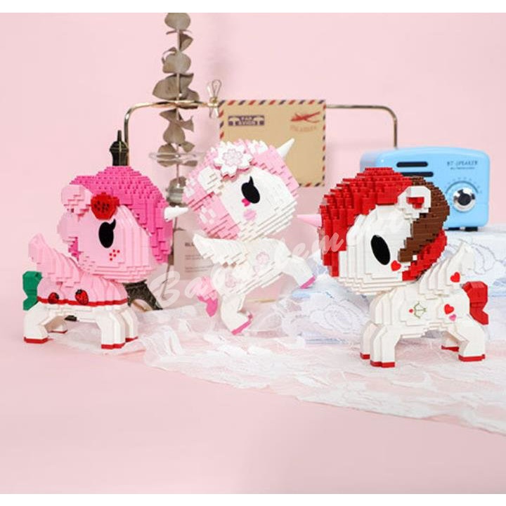 Nano Khối Kỳ Lân Khối Xây Dựng Hoạt Hình Rainbow Pony Mẫu Búp Bê Lắp Ráp Trẻ Em Đồ Chơi Giáo Dục Bé Gái Quà Tặng