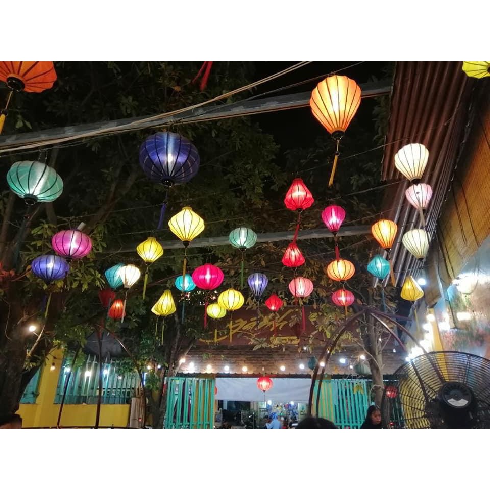 Combo 20c đèn lồng Hội An 30cm,40cm lụa lộn xộn màu