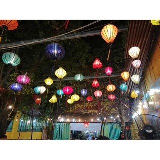 Combo 20c đèn lồng Hội An 30cm,40cm lụa lộn xộn màu