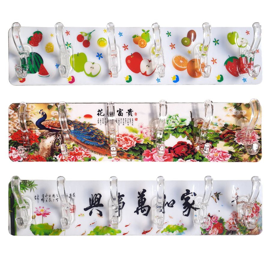 Miếng dán tường siêu chắc loại dài 6 móc treo có sẵn keo