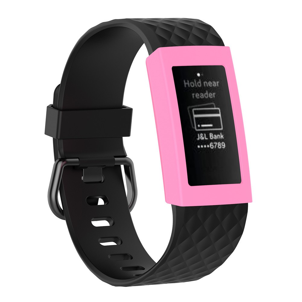 Ốp khung bằng silicone bảo vệ mặt kính đồng hồ thông minh Fitbit Charge3