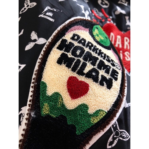 Áo khoác phao nam họa tiết chữ và sticker thương hiệu Louis Vuitton LV cao cấp