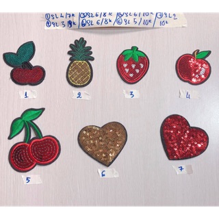 Sticker hình ủi trái cây kim sa phụ kiện may mặc trang trí quần áo, handmade,DIY