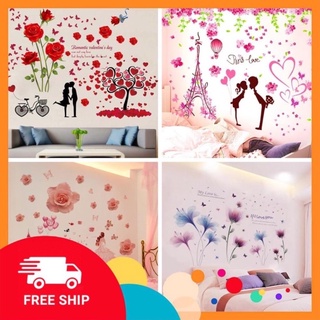 Tranh dán tường phòng ngủ✅SIÊU RẺ✅decal dán tường hoạ tiết có sẵn keo-decal trang trí phòng ngủ
