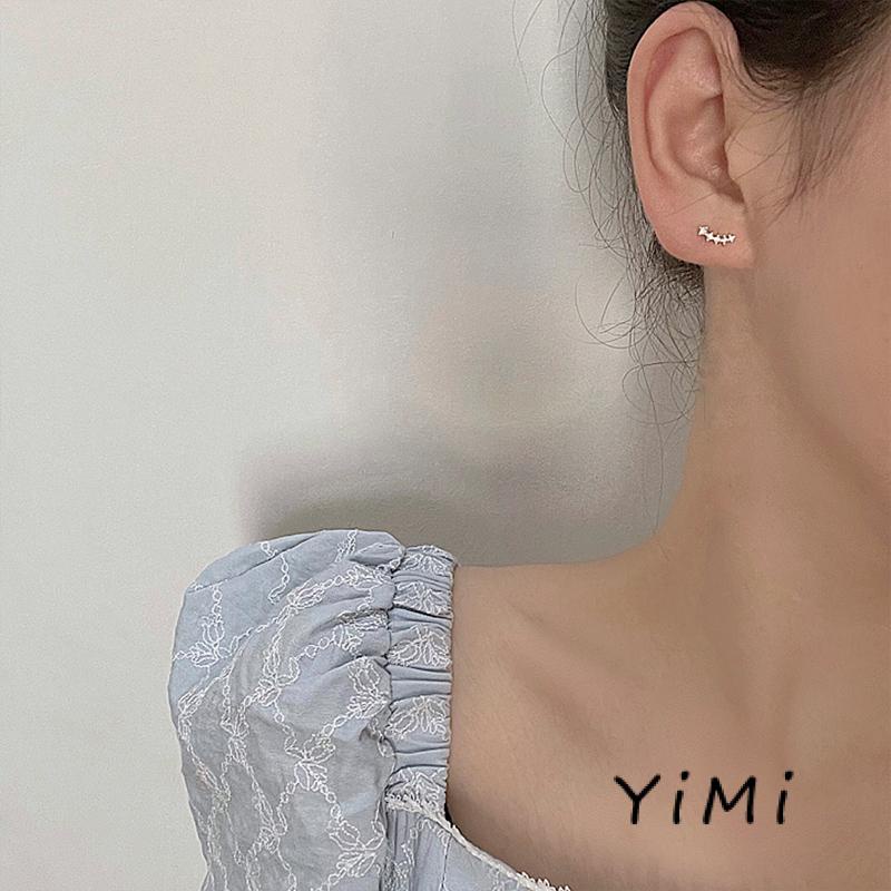 Bông Tai Hình Học Đính Đá Zircon Nhỏ Đơn Giản Dễ Thương