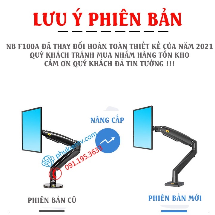 [ Màu Đen &amp; Trắng ] Giá treo màn hình máy tính NB F100A 22-35 inch - Chính Hãng NorthBayou