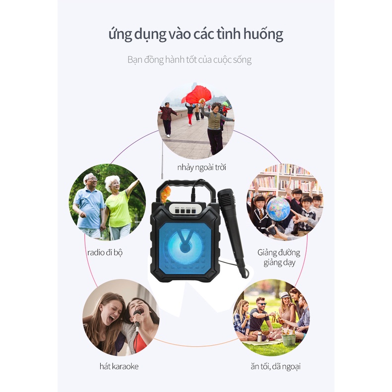 Loa Bluetooth Karaoke Công Suất Cực Lớn, Loa Trợ Giảng XáchTay Mini KIOMI,Kết nối thẻ nhớ Micro TF micrô hai kênh