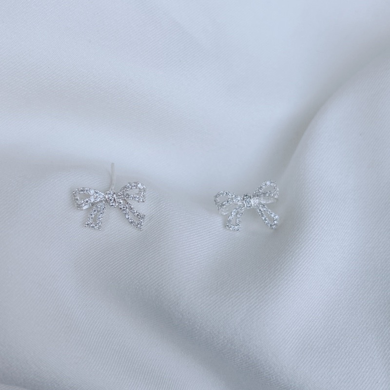 Bông tai bạc ý DaLiA jewelry hình thắt nơ bản to cá tính