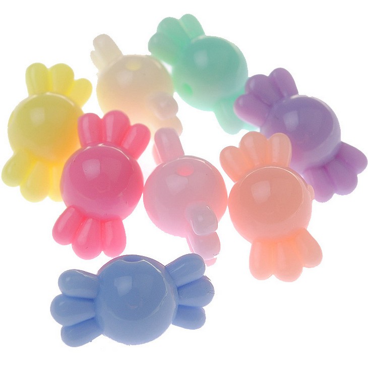 Set 20 Hạt Nhựa Acrylic Nhiều Màu Sắc 10x16mm Làm Trang Sức Thủ Công