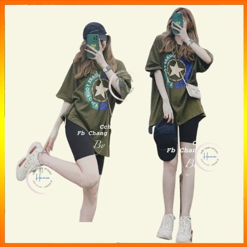 Áo Phông Nữ Oversize Form Rộng Chất Cotton Co Giãn Thấm Hút Mồ Hôi Thoải Mái Hanva