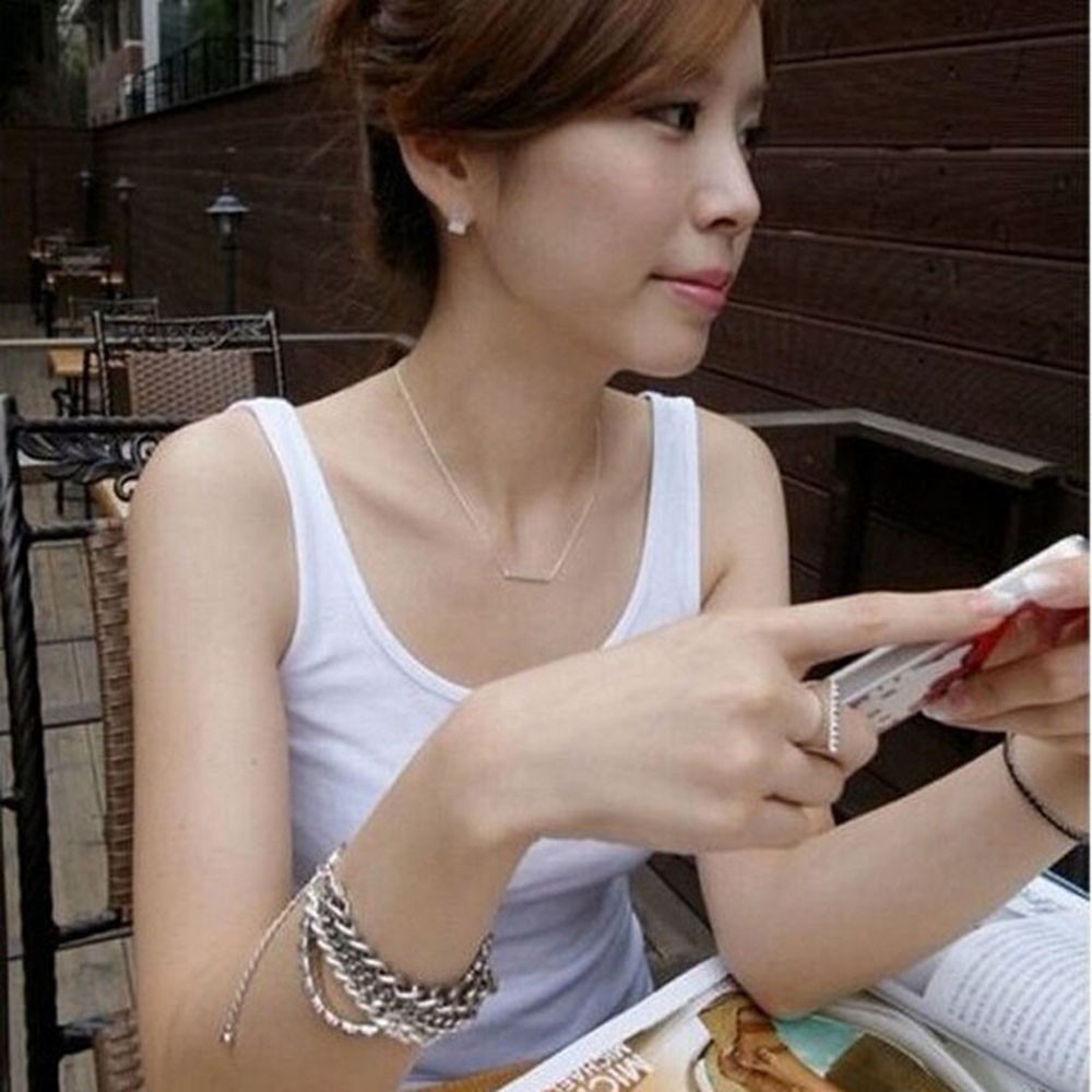 Dây chuyền mạ vàng/bạc thiết kế đơn giản thời trang cho nữ
