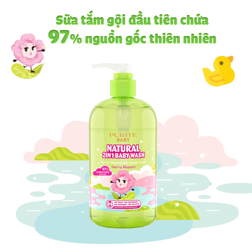 Combo Sữa Tắm Gội Purité Baby Hoa Anh Đào 500ml & Bơ đậu mỡ 500ml | BigBuy360 - bigbuy360.vn