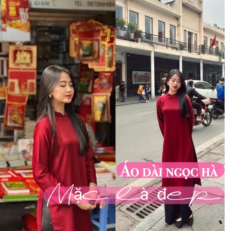 Áo Dài Cách Tân Nữ Dáng Suông Tay Dài Cổ Cao