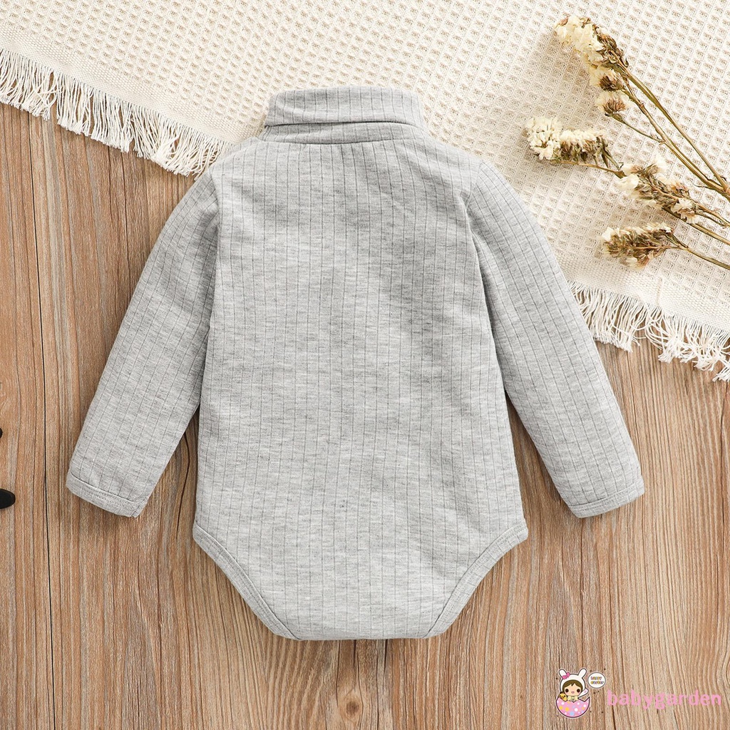 Bộ áo liền quần tay dài cổ cao màu trơn thời trang xuân thu cho bé 0-18 tháng tuổi