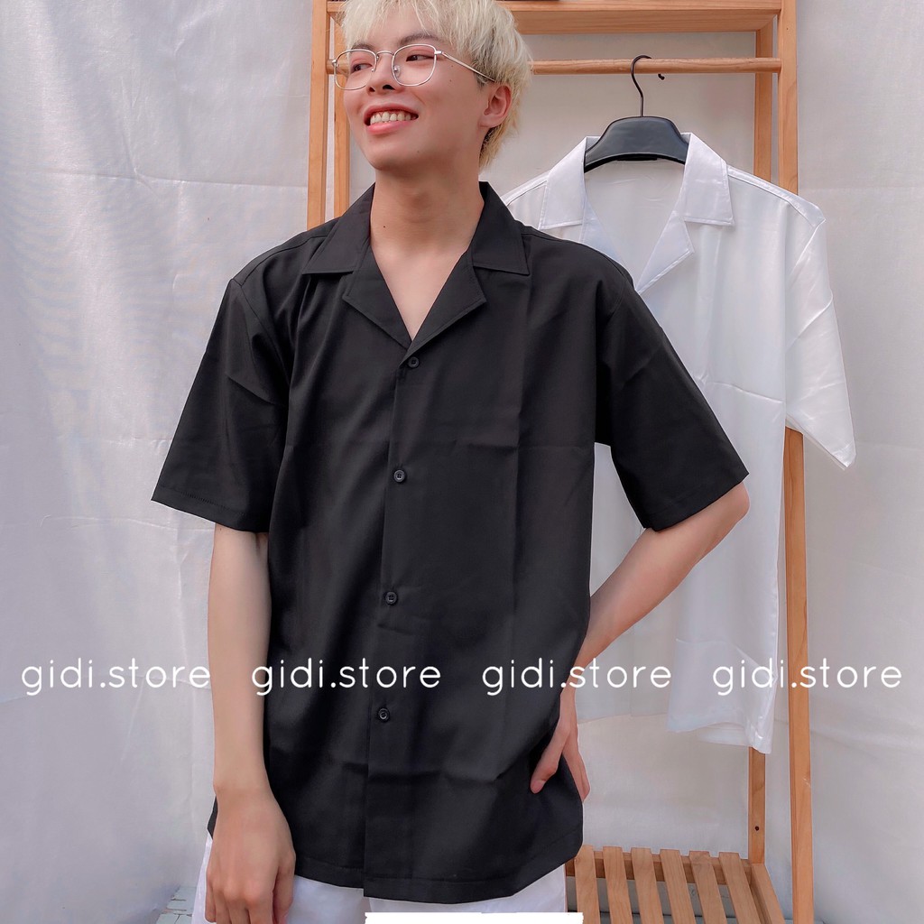 Áo sơ mi cổ VEST tay lỡ Nam Nữ Unisex  vải lụa form rộng không nhăn