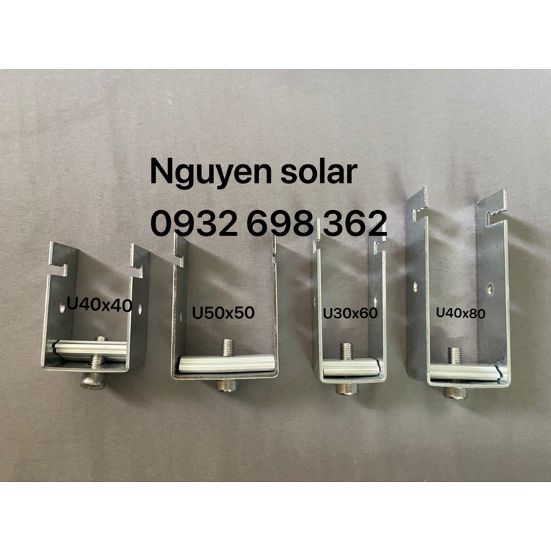 Pát U 50x50 kẹp dưới tấm pin năng lượng mặt trời mẫu cải tiến ít rỉ sét  kích thước U50x50 mm solar panel NS-U5050