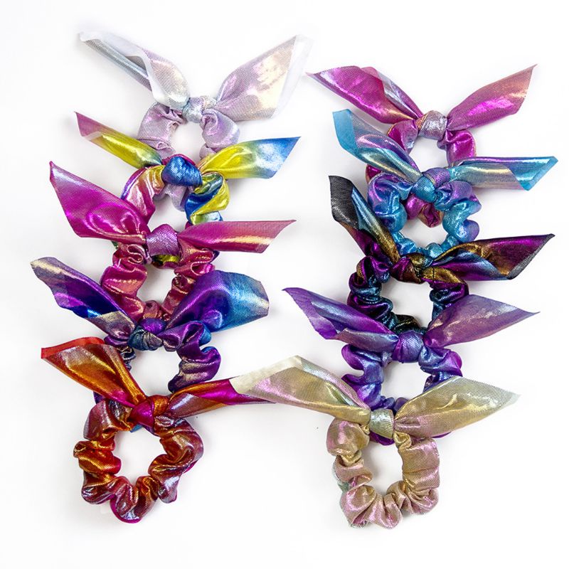 Dây Cột Tóc Scrunchies Màu Hologram Ánh Kim Cho Nữ