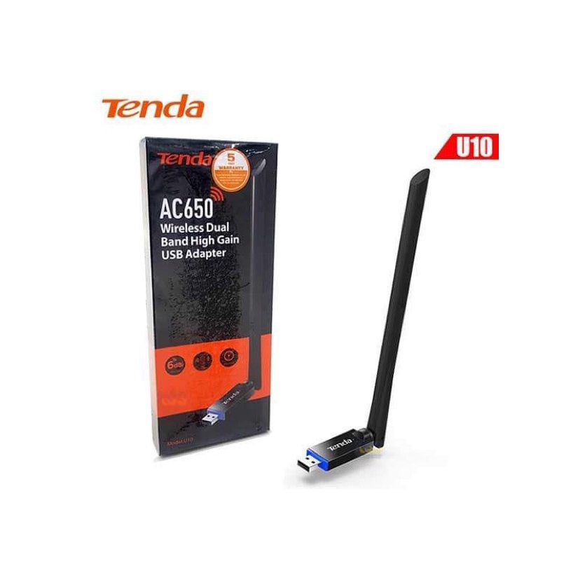 USB WiFi TENDA U10 650Mbps - Thu sóng WiFi 5Ghz cho Laptop PC máy bàn, dùng để học online làm việc