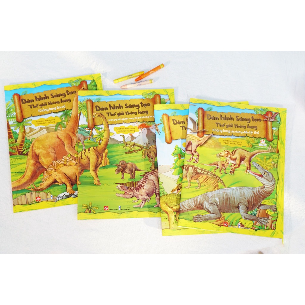 SÁCH - Dán hình sáng tạo - Thế giới khủng long (4 cuốn)