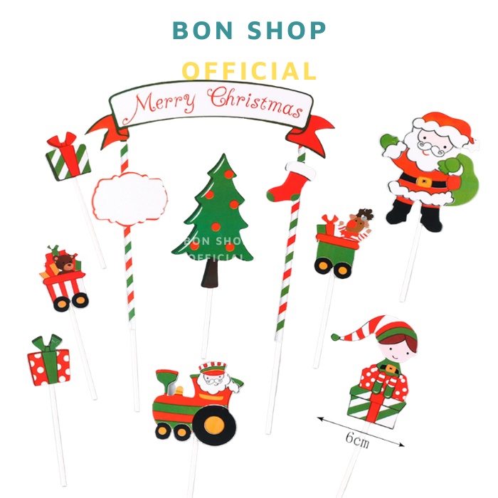 Set Topper trang trí Bánh Kem, Cupcake chủ đề Giáng Sinh - nhiều mẫu