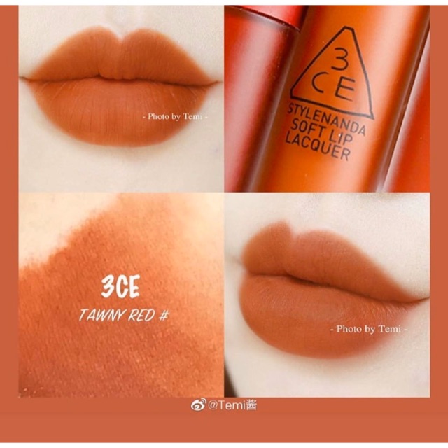 SON KEM 3CE SOFT LIP LACQUER màu Twany Red