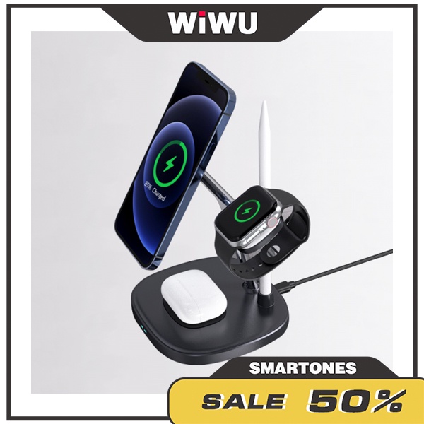 Đế sạc không dây WiWU Power Air M8 4 in 1 cho iPhone, AppleWatch,Pencil và Airpods sạc nhanh 15W