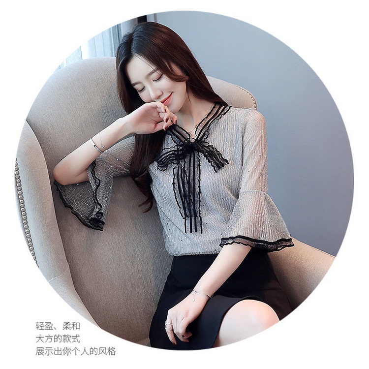 Áo Sơ Mi chiffon Tay Ngắn Phong Cách Hàn Quốc Thời Trang Mùa Hè Xinh Xắn Cho Nữ