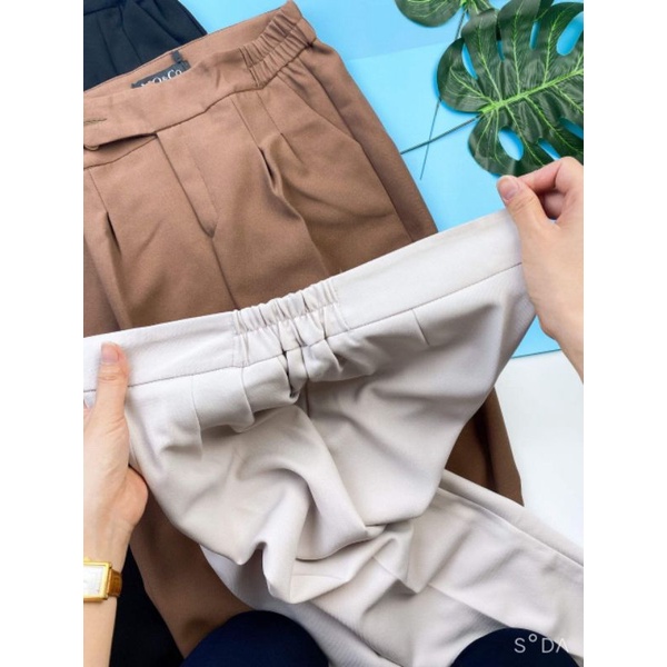Quần tây công sở mặc đi làm,quần baggy cạp cao chun hông, quần học sinh chun cạp sườn Thoỉtangmoon