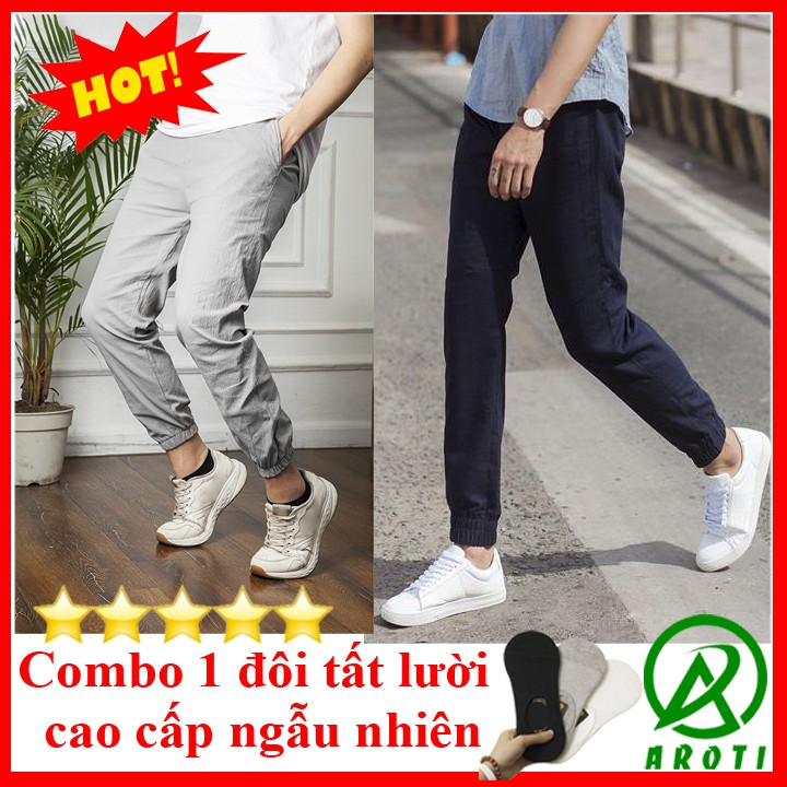 Quần Jogger Nam AROTI Form Slim Fit Chất Đũi Dày Đẹp Cao Cấp, Siêu Mát, Co Giãn Tốt Dáng Hàn Thể Thao Đủ Size QD44+TẤT