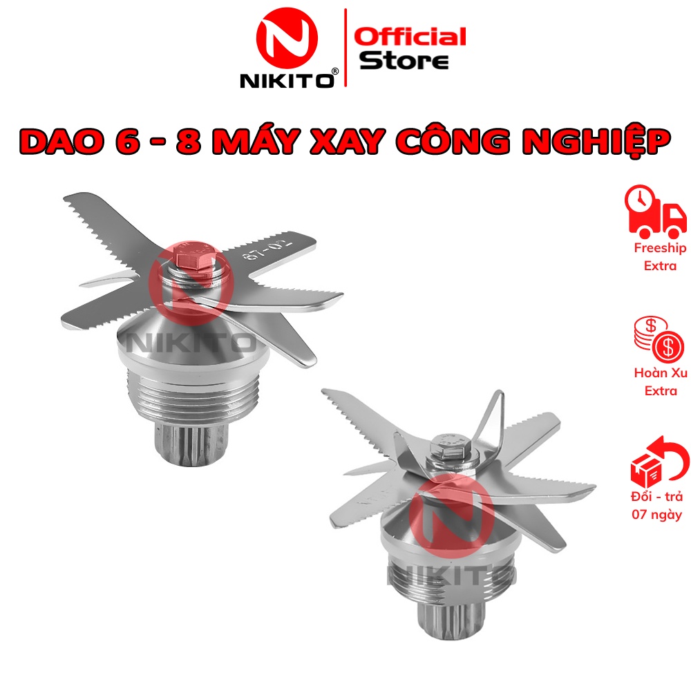 Bộ lưỡi dao 6 và dao 8 lưỡi máy xay sinh tố công nghiệp, Bộ dụng cụ tháo cối máy xay công nghiệp, nhông máy, nấm, socket