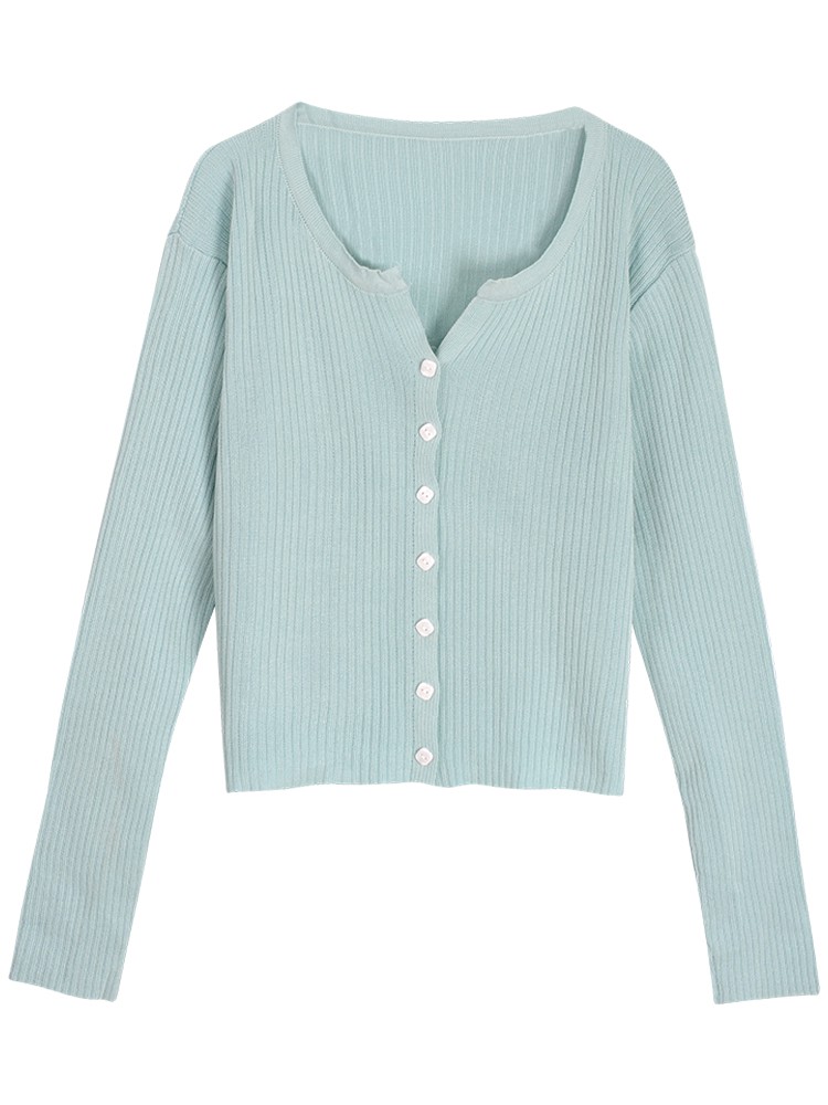 Áo len nữ mỏng croptop tay dài cổ V màu trắng, đen, be, xanh chất đẹp hàng quảng châu