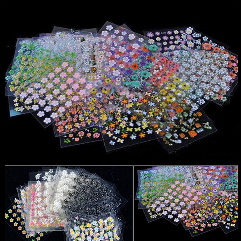 Miếng Dán Chuyển Nước Họa Tiết Hoa 3D Trang Trí Móng Nghệ Thuật