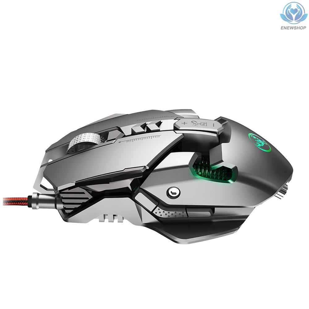 【enew】HXSJ J800 Wired Gaming Mouse Seven-key Macro Programming Mouse with Six Adjustable DPI Colorful RGB Light Effect Grey