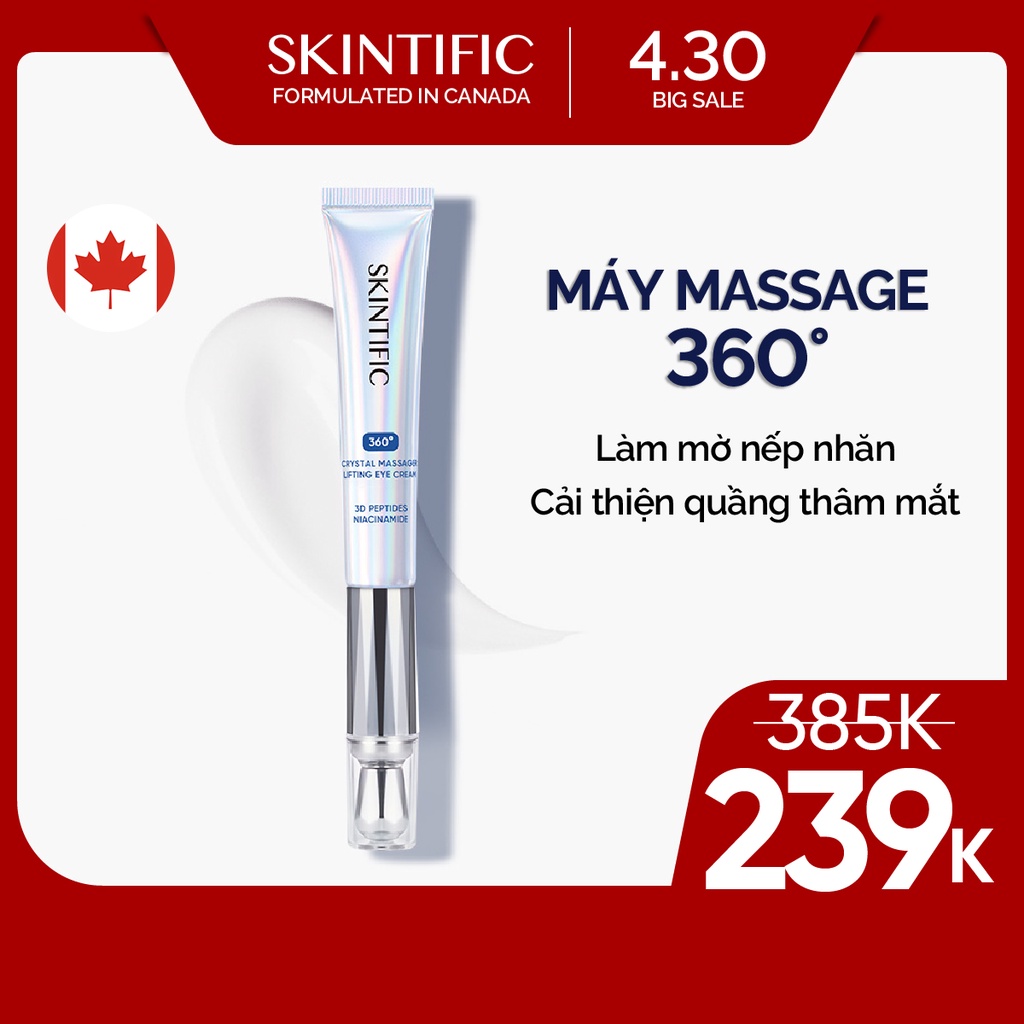 SKINTIFIC - Kem mắt nâng cơ đầu pha lê massage 360 độ