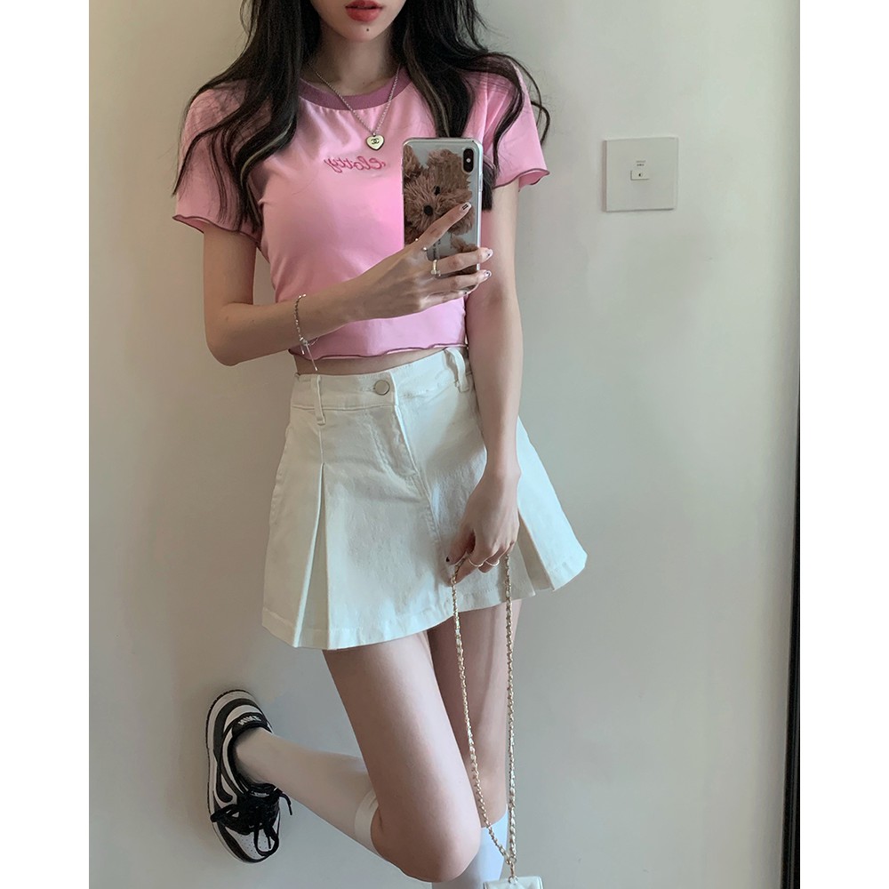 chân váy jean Chữ A Lưng Cao Phong Cách Hàn Quốc Gồm 3 Màu | BigBuy360 - bigbuy360.vn