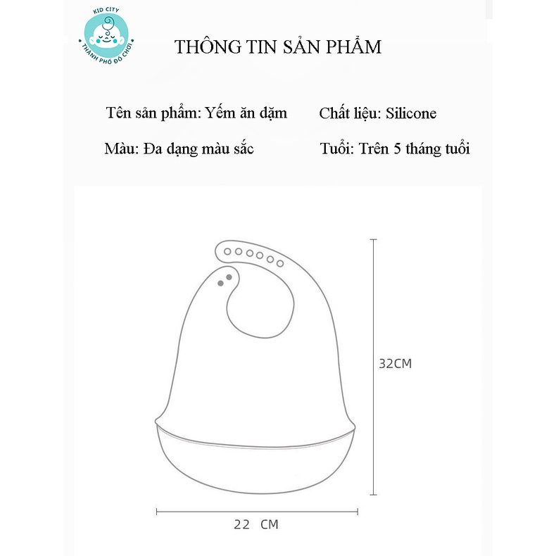 Yếm ăn dặm có máng silicon họa tiết ngộ nghĩnh chống thấm, chống dính, mềm nhẹ cho bé