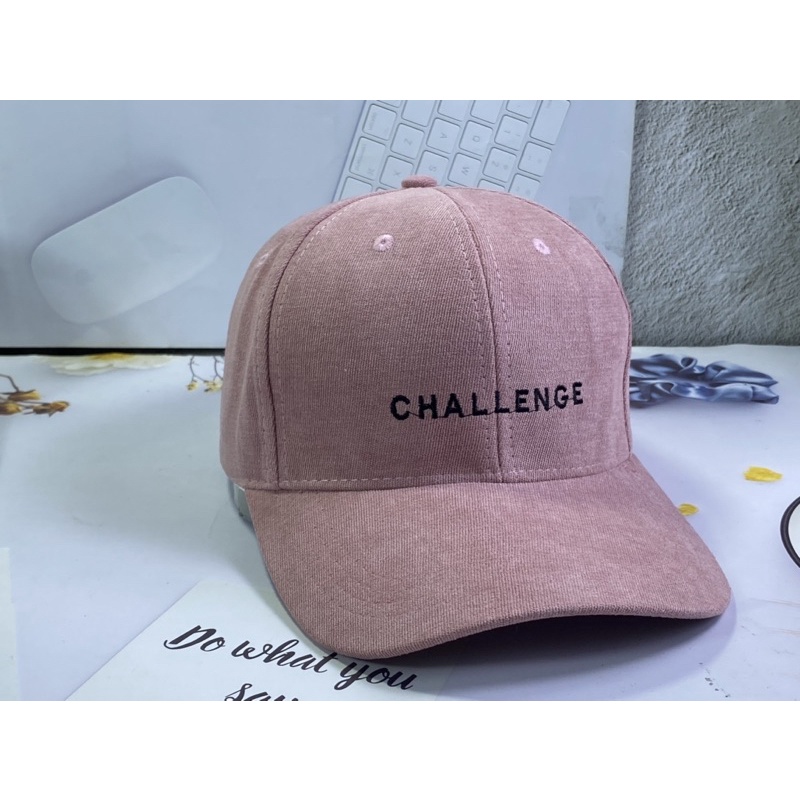 Nón kết nhung mịm - mũ lưỡi trai hàn quốc thêu CHALLENGE thời trang nam nữ